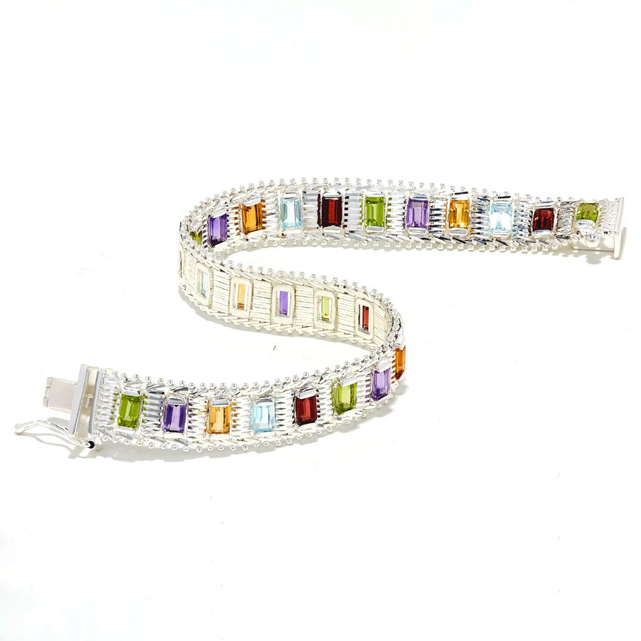 Imperial Silver Lame' Multi-Gemstone Bracelet