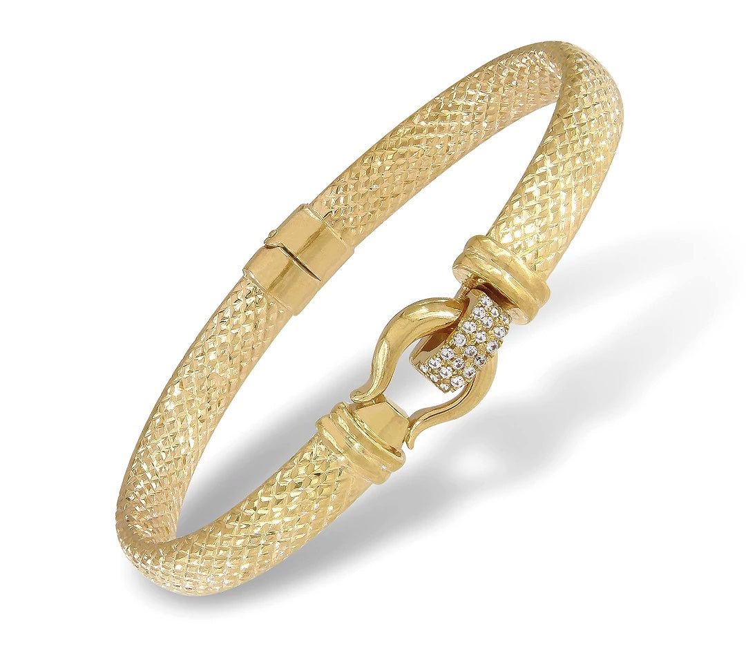 Imperial Silver Textured Bangle with White Topaz, Sterling – Imperial ...