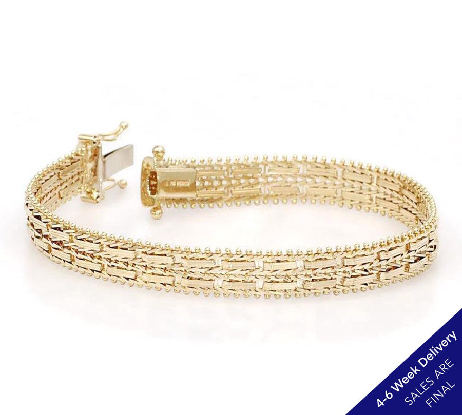 Imperial Gold 2-Row Mirror Bar Bracelet with Hidden Insert Clasp | CUSTOM MADE TO ORDER