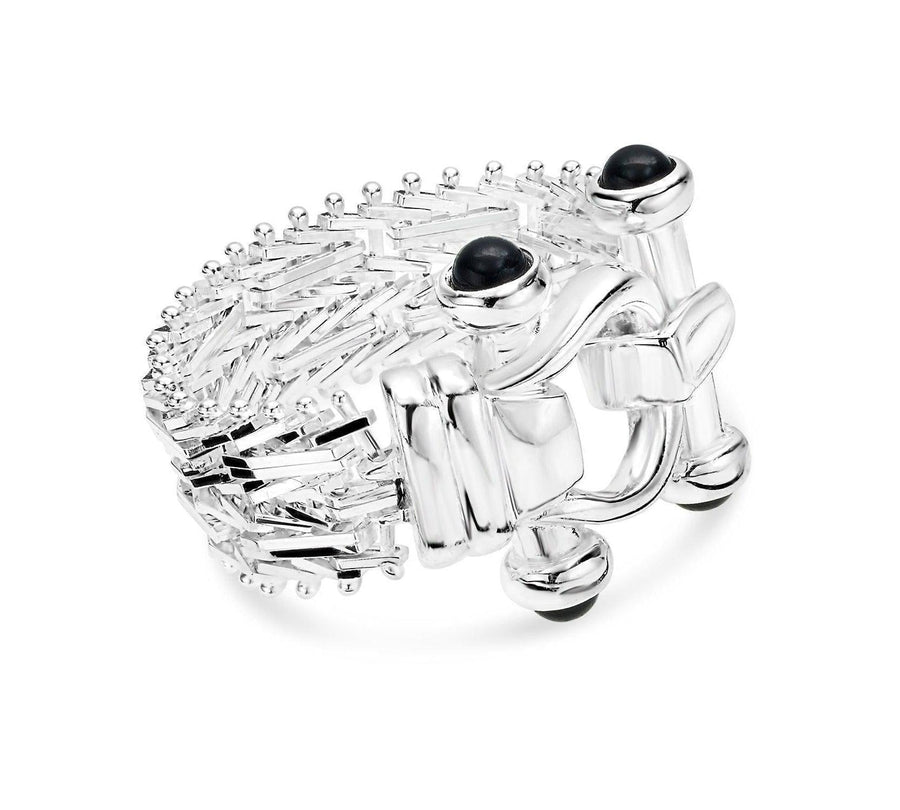 Imperial Silver Two Row Mirror Buckle Accent Ring