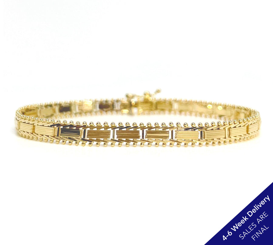 Imperial Gold Traditional Mirror Bar Bracelet, 14K Gold | CUSTOM MADE TO ORDER