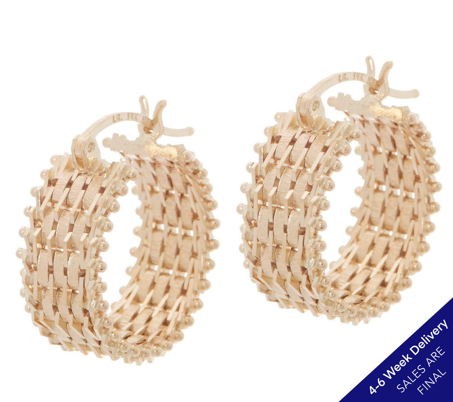 Imperial Gold Satin Lame' Hoop Earrings 14K Gold | CUSTOM MADE TO ORDER