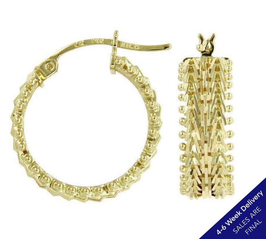 Imperial Gold Lamé Hoop Earrings, 14K Gold