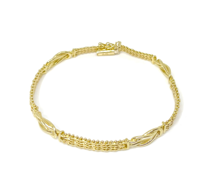Imperial Gold Love Knot Bracelet Wheat Pattern Mesh | CUSTOM MADE TO ORDER