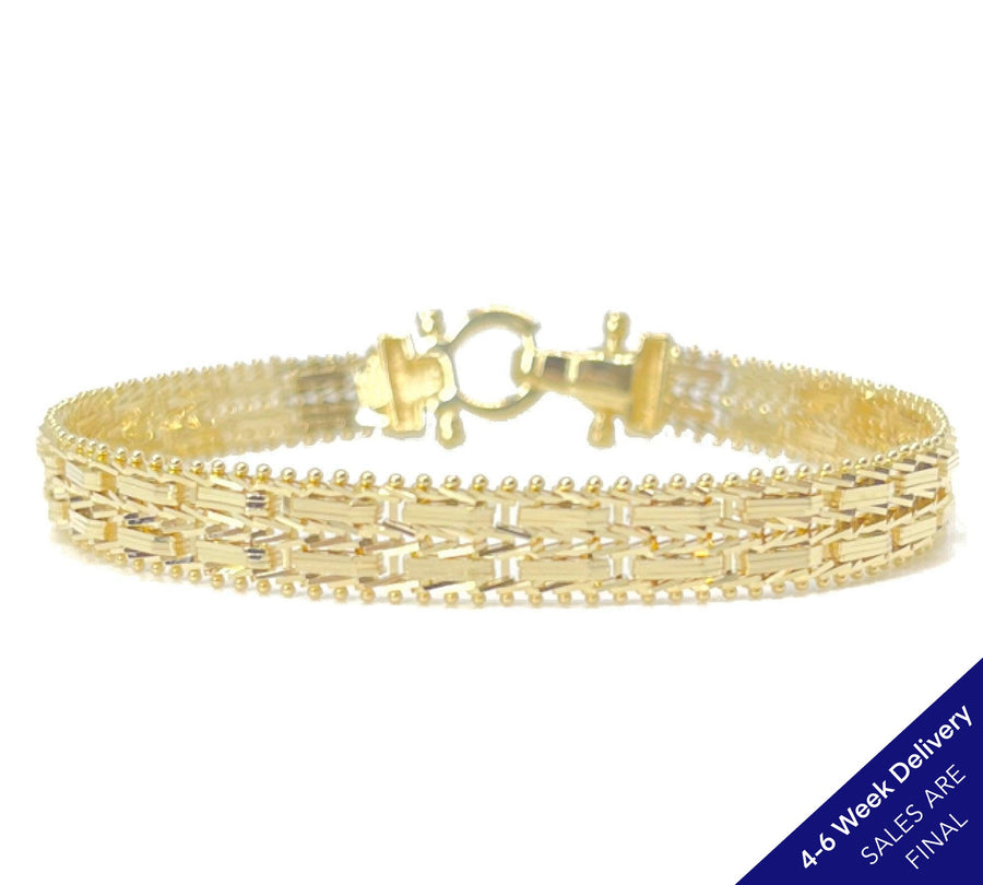 Imperial Gold 2 Row Mirror Bar Bracelet, 14K | CUSTOM MADE TO ORDER