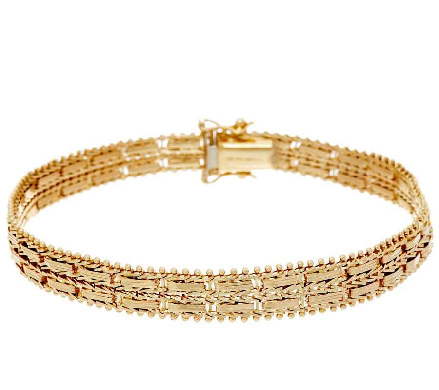 Imperial Gold 2-Row Mirror Bar Bracelet with Hidden Insert Clasp | CUSTOM MADE TO ORDER