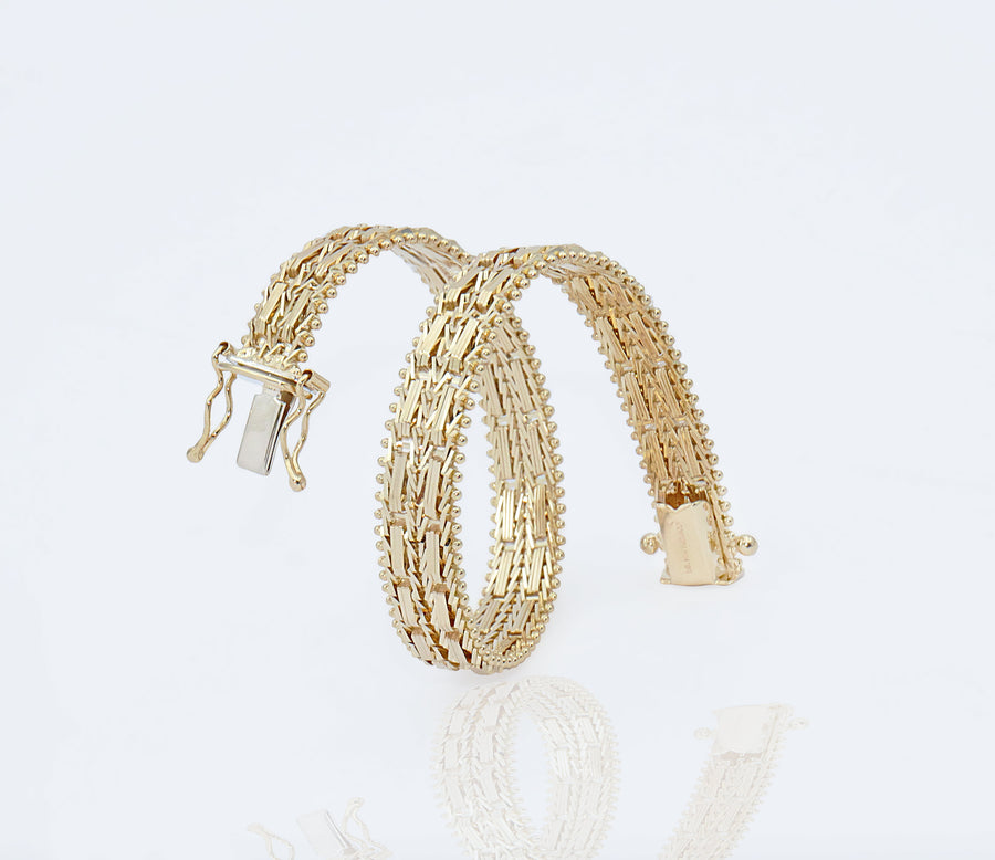 Imperial Gold 2-Row Mirror Bar Bracelet with Hidden Insert Clasp | CUSTOM MADE TO ORDER