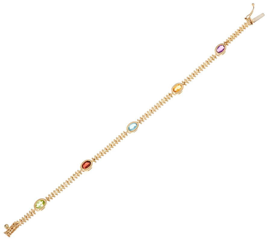 Imperial Gold Wheat Pattern Multi-Gemstone Bracelet | CUSTOM MADE TO ORDER