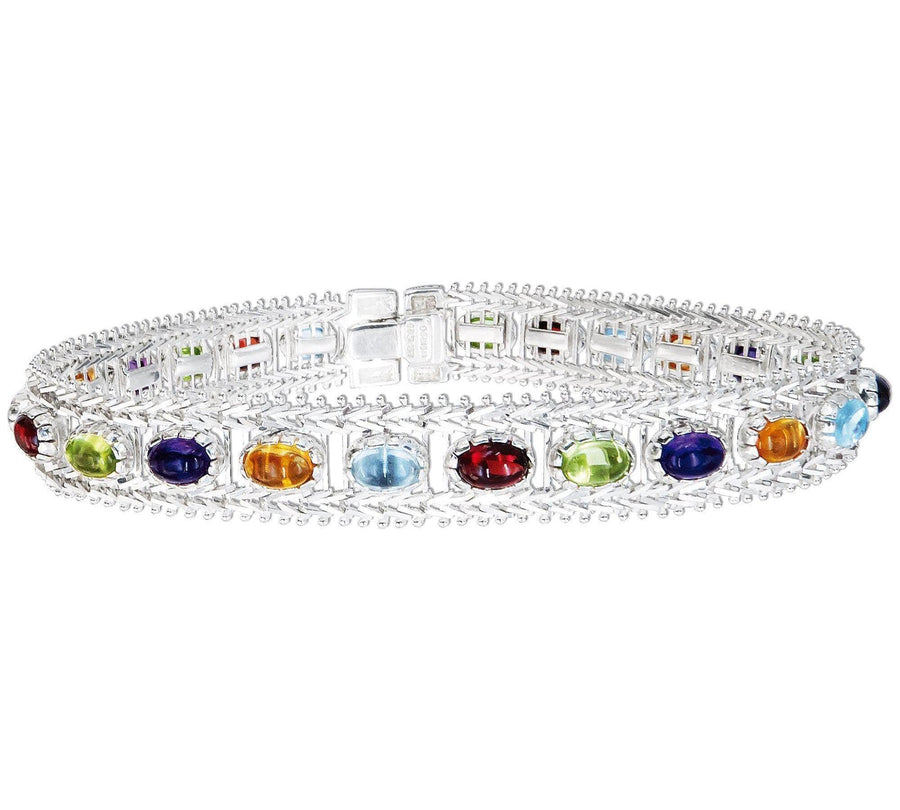 Imperial Silver Bold Multi-Gemstone Bracelet 