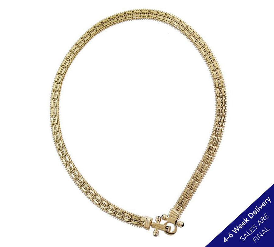 Diamond Bar Mesh Necklace, 14K Yellow Gold